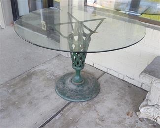 Glass top garden table
