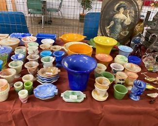 Fenton, Carnival, Opalescent; Vaseline Glass