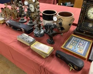 crocks; clocks; stamps; collectibles
