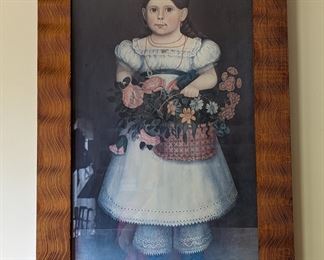 A girl with a basket of flowers in frame