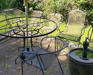 wrought iron patio set and fountain 