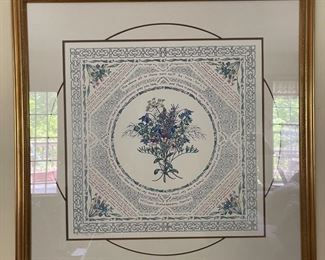 floral framed lithograph