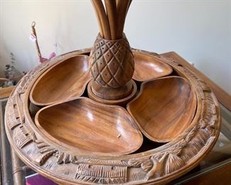 pineapple monkey bowl serving set 