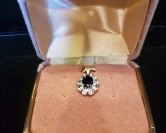 /sapphire/diamond pendant 14k 1.2 cttw