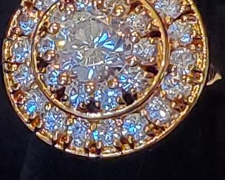 vintage Farrah Fawcett cocktail ring 925 w/ sparkling stones