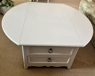 White Wood Coffee Table with Folding Sides by Walter E. Smithe 