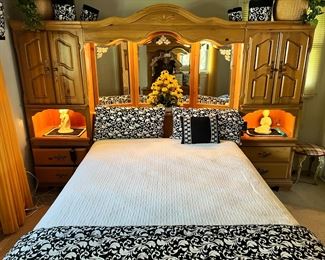 Wooden Wall Bed with Built In Storage by L. Fish                           Queen Size Hat Hartfield LF Adjustable Mattress and Base purchased at MattressFirm