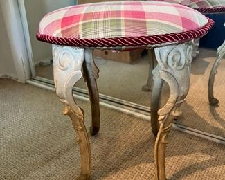 Metal and Upholstered Vanity Stool 