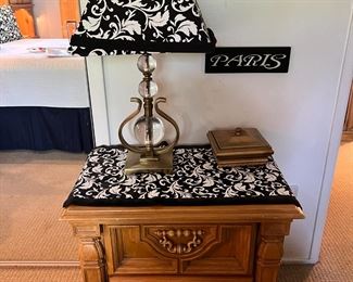 Wood Nightstand and Home Decor and Accents