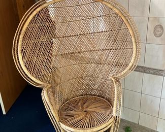 Vintage Highback Peacock Wicker Chair (2 available - slightly different styles)