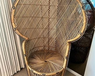 Vintage Highback Peacock Wicker Chair (2 available - slightly different styles)