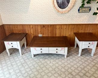 Wood Coffee Table and 2 Nightstands