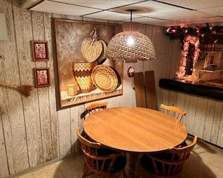 Vintage Wood Pub Table with 4 Chairs 