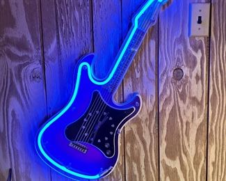 Vintage NEON Guitar Wall Clock  