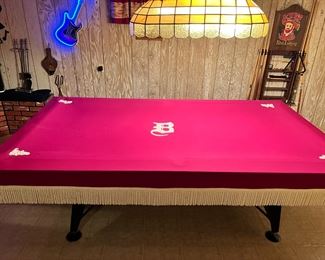 Vintage Pool Table with Cover
