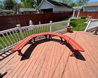 Wood Crescent Benches (set of 4)