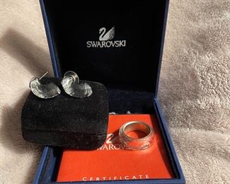 Swarovski ring and earrings 