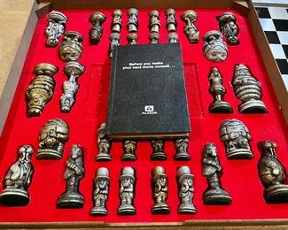 Vintage Alcoa chess set new in box with board and placard