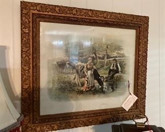 Framed lithograph "Before Marriage" (Ronson 1847-1913)   $125.00
