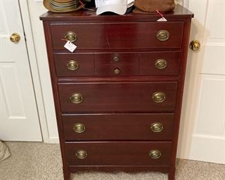Five drawer mahogany chest   $95.00