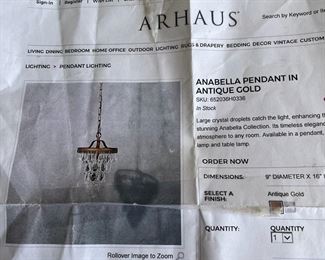 Arhaus pendant-new in box