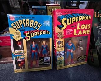 DC Direct Superboy & Supergirl, Superman & Lois Lane action figures