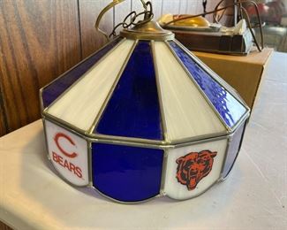 Chicago Bears stained glass swag lamp