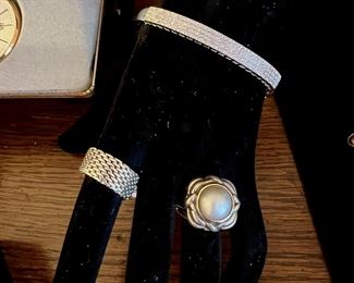 TIFFANY & CO. Sterling Silver Mesh Ring / Sterling Bracelet / Sterling & Gold Ring