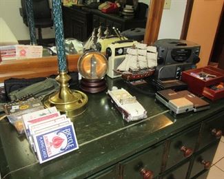 168 st dresser top of cards, radio, and more