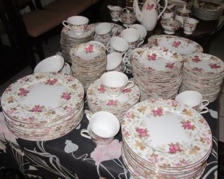 168 stset of leaf pattern china with coffee tea pot and more