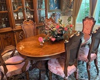 Heirloom dining table and chairs for 8