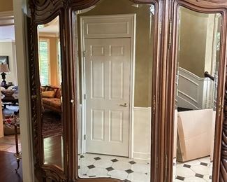 10 foot antique mirrored armoire 