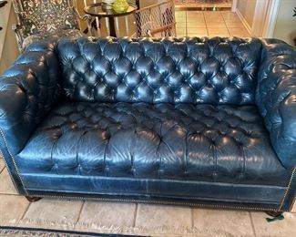 2 custom made Hancock & Moore leather bottom down couches 