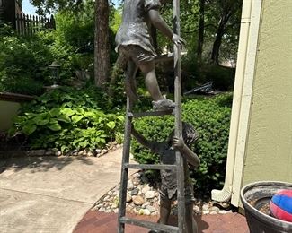 6’ bronze boys at play sculpture