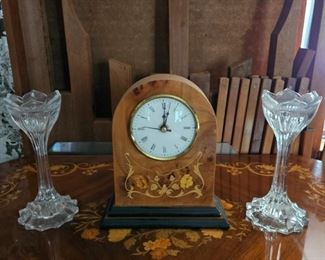 Beautiful wood inlaid clock