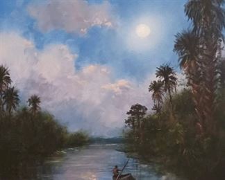 Original Florida Highwaymen RA Mclendon on canvas beautiful scene 16 inches by 20 inches