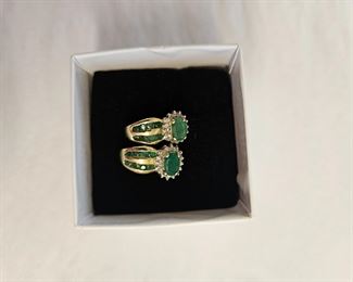 14k yellow gold and emeralds