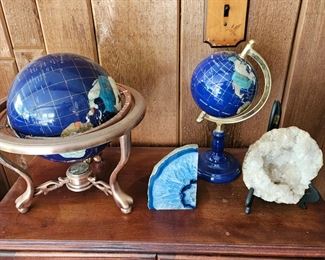 Globes made of semi precious stones