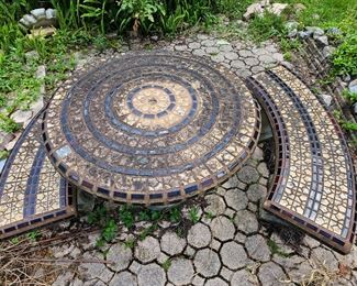 Concrete and tile patio set