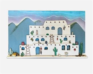 Signed 1985 Southwest 3D Art on Canvas