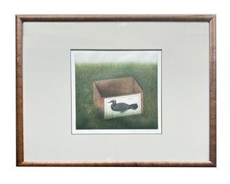 Kyu-Baik Hwang (Korea 1932-) "Bird" Mezzotint