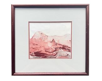 Signed Marblized Abstract Landscape