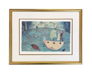 Paula McArdle "Fishing" AP Lithograph