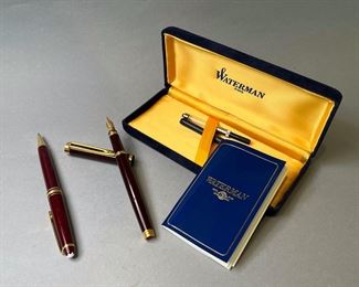 Montblanc Meisterstuck Ballpoint Pen and Waterman Fountain Pen 18K Gold Nib