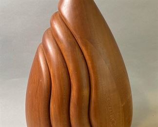 Mid Century Modern Studio Made Cherry Wood Organic Table Lamp, Signed Lustig