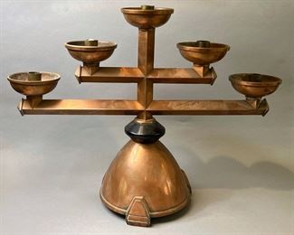 Vintage Art Deco Machine Age Copper Candle Holder