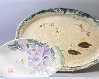 Chinese Style Contemporary Pottery Platters 
