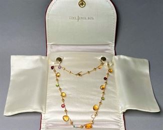 Marco Bicego 18K Yellow Gold Multicolor Semi Precious Stones Necklace retailed by Tiny Jewel Box