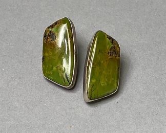 Vintage Navajo Sterling Earrings by Dean Brown, Signed 