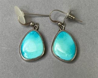 Vintage Navajo Sterling and Turquoise Earrings by Tommy Jackson, Signed 